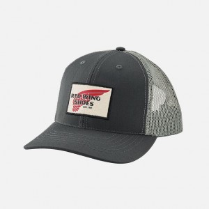 Red Wing Embroidered Logo Mesh Ball Cap in Charcoal Gray | GTSI-45790