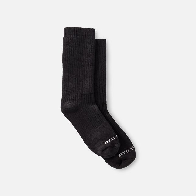 Red Wing Cushion Crew Socks in Black Cotton Blend | TBIZ-62413