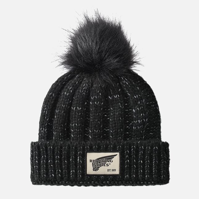 Red Wing Knit Pom Beanie Hat in Black | OJIS-48120