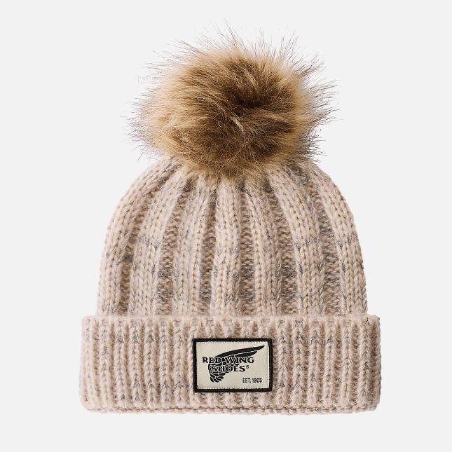 Red Wing Knit Pom Beanie Hat in Cream | PLXI-53481